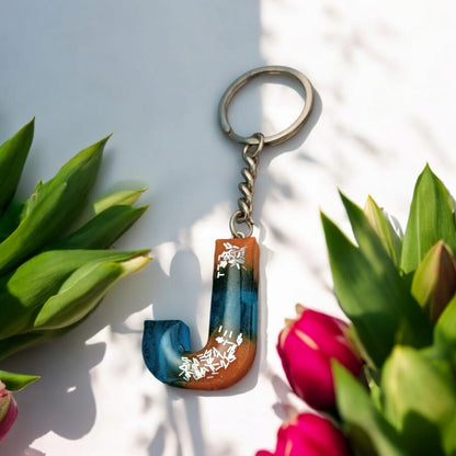 Resin Alphabet Keychain-Tropical Mirage