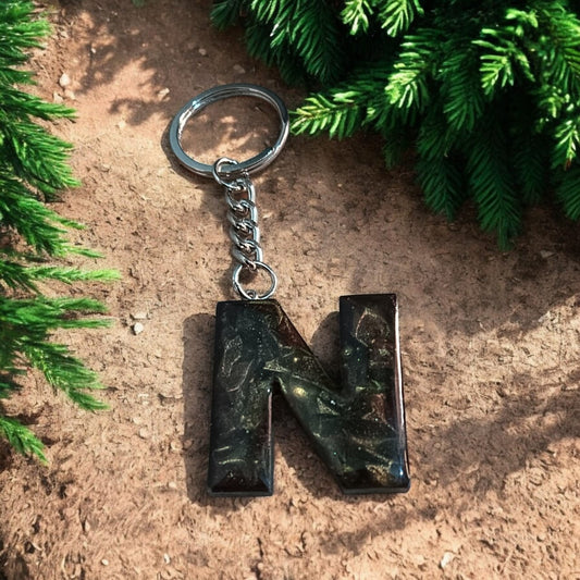 Resin Alphabet Keychain-Emerald Peaks Charm