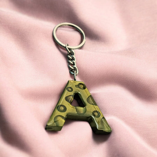 Resin Alphabet Keychain-Emerald Dew