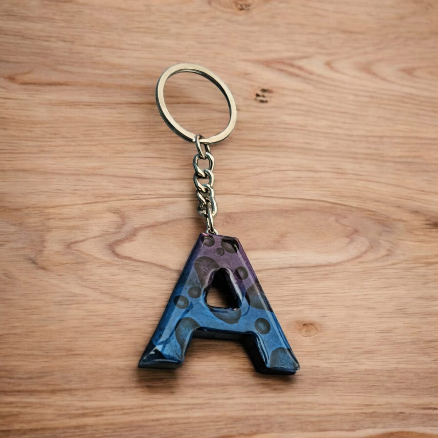 Resin Alphabet Keychain-Midnight Rain