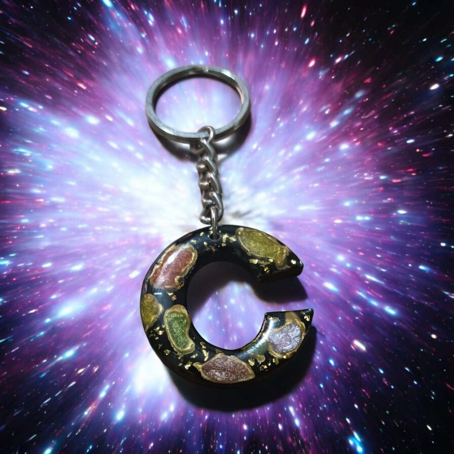 Resin Alphabet Keychain-Stardust Elegance Theam