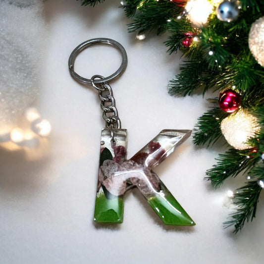 Resin Alphabet Keychain-Zen Blossom Theam